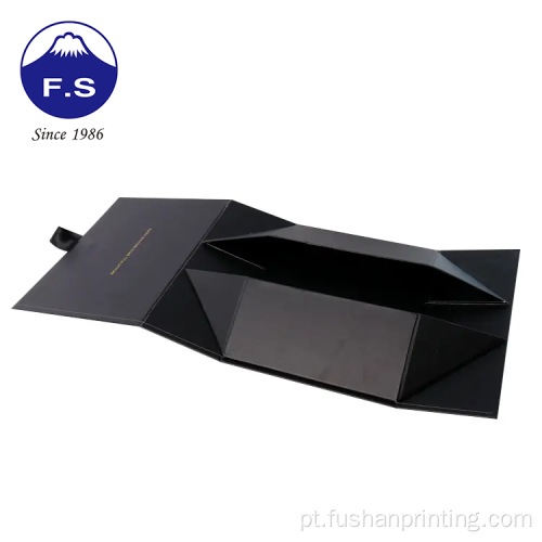 Caixa de papelão preto fosco dobrável impresso